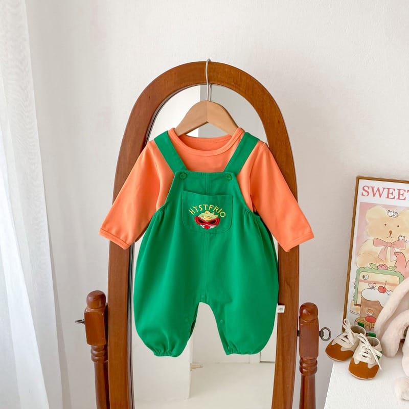 ドラゴン長袖Tシャツサロペットロンパースセット