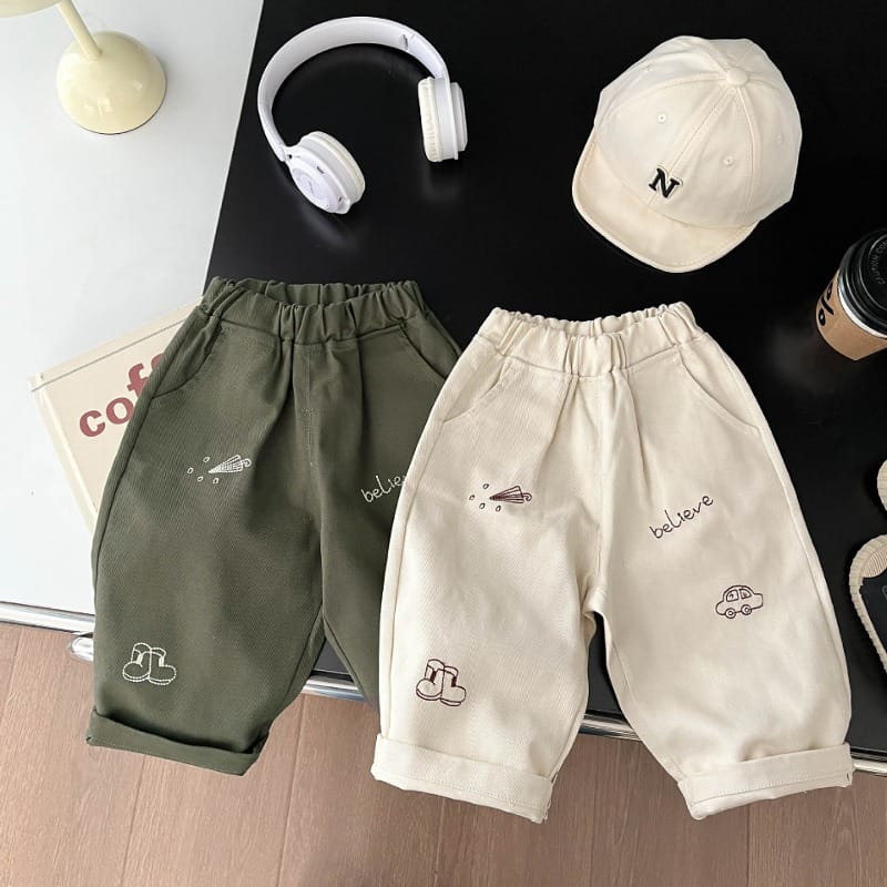 【BABY】レインモチーフプリントウエストゴムコットンパンツ