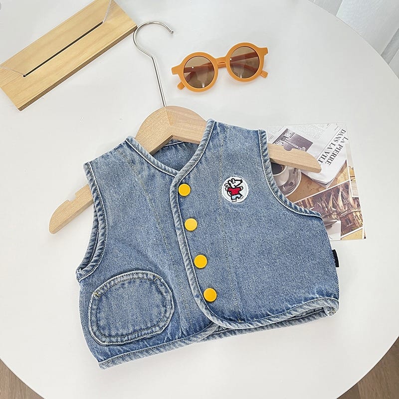 【BABY】マウスワッペンサイドボタンデニムベスト