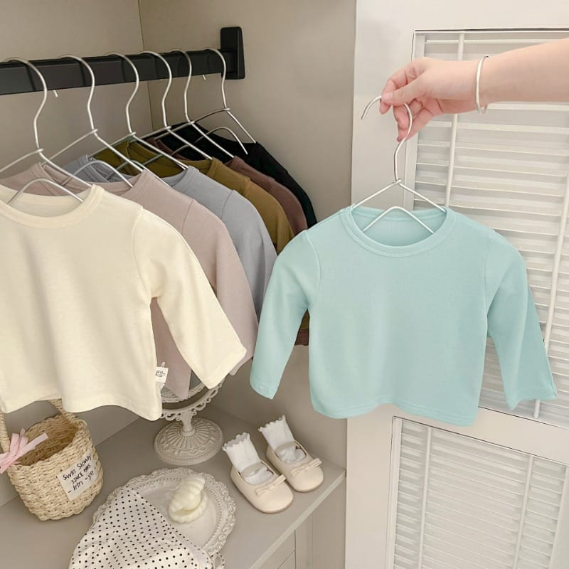 メイズベーシック無地クルーネック長袖Tシャツ