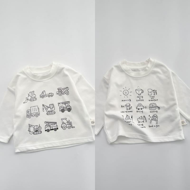 重機アイコンイラストプリント長袖Tシャツ