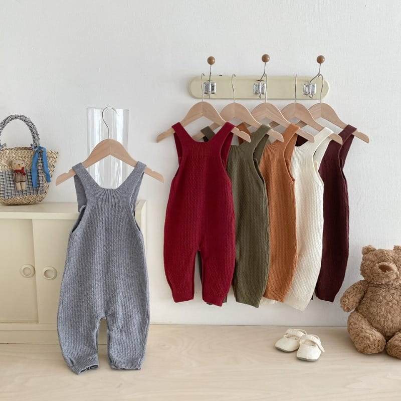 【BABY】ファインワッフルニットサロペットロンパース