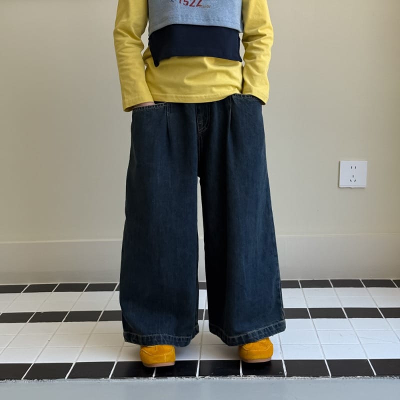 ハートデザインゆったりワイドデニムパンツ