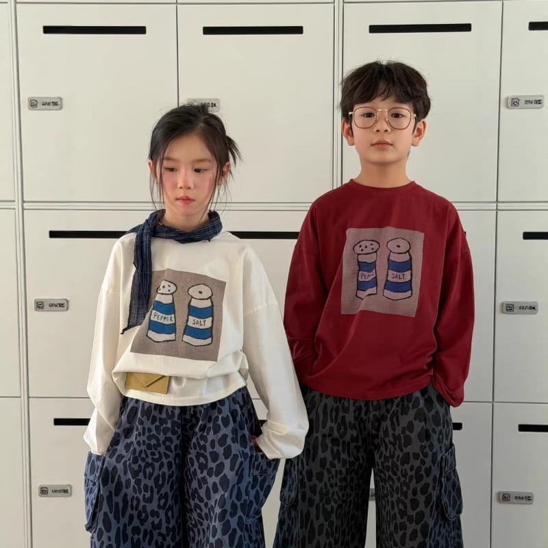 【KID】ソルトペッパーグラフィック長袖Tシャツ