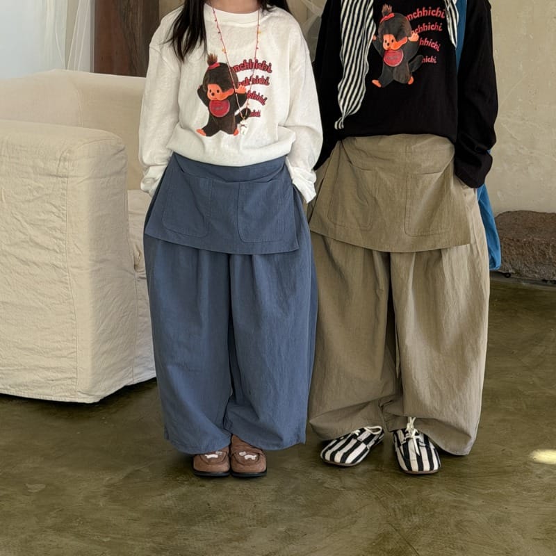 レイヤード風ルーズワイドストレートパンツ