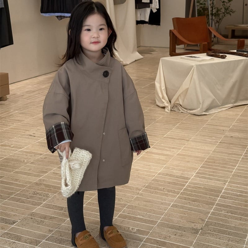 【KID】チェック切替スタンドカラーウィンドブレーカー