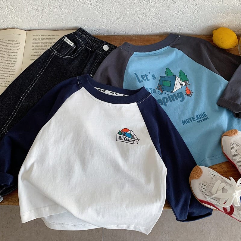 【KID】サニーキャンピングプリントラグラン長袖Tシャツ
