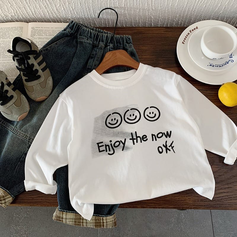 エンジョイスマイル英字デザイン長袖Tシャツ
