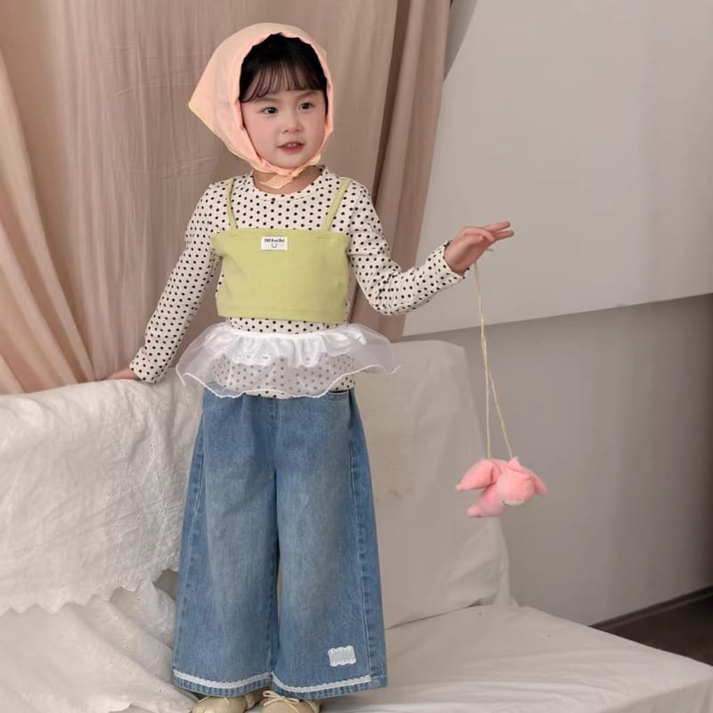 ドットビスチェ風フリルレイヤード長袖Tシャツ