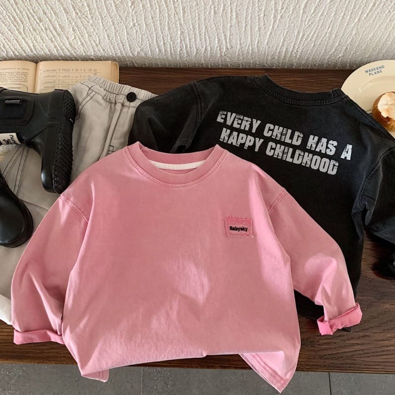 【KID】エブリチャイルド英字プリント長袖Tシャツ