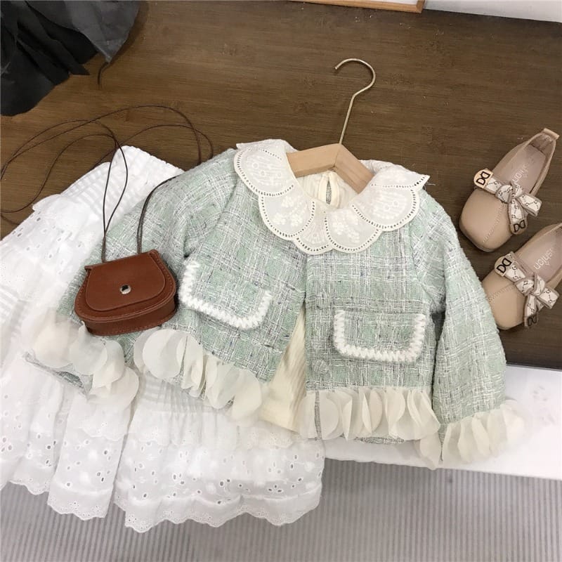 花びらフリルチェックツイードジャケット