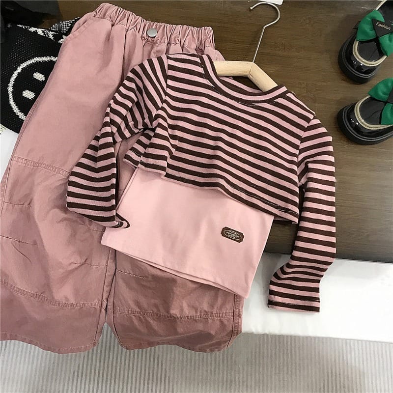 【セット】ストライプTシャツパンツセットアップ