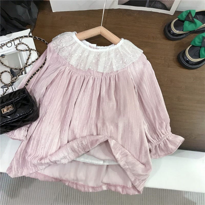 ベロアフリルカラーキラキラワンピース