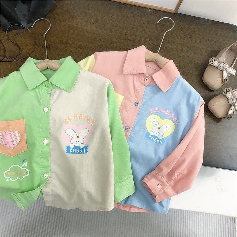 ハッピーうさぎコーデュロイ長袖シャツ