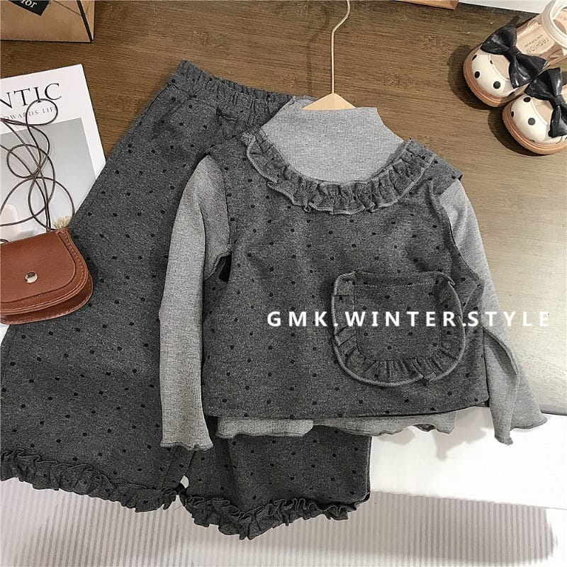 バックリボンドットベスト長袖Ｔシャツパンツ3点セット