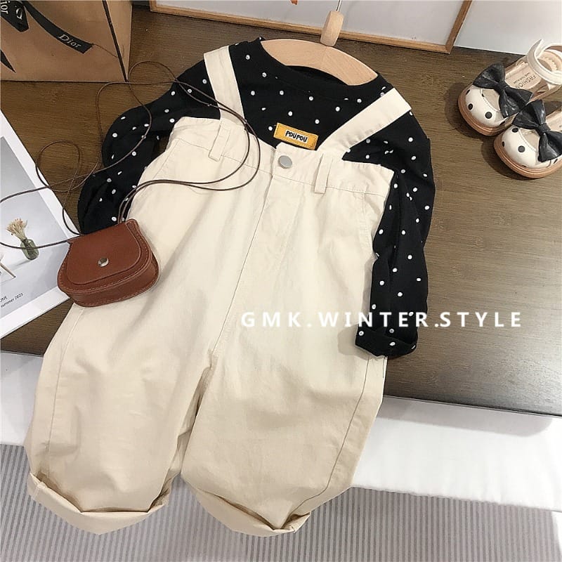 ドットTシャツサロペットパンツセットアップ