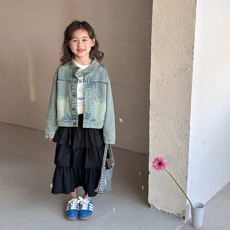 【KID】ヴィンテージ風スタンドカラーデニムジャケット