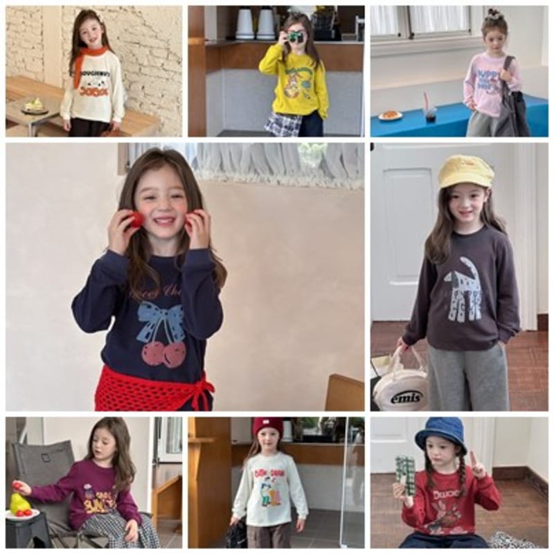 【KID】ユニークキャラクタープリント長袖Tシャツ