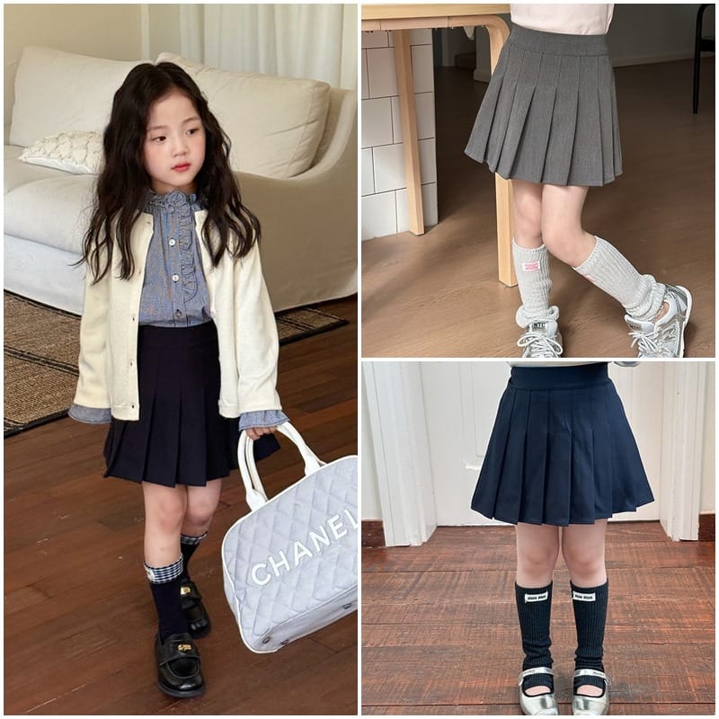 【KID】スクール風ハイウエストプリーツミニスカート
