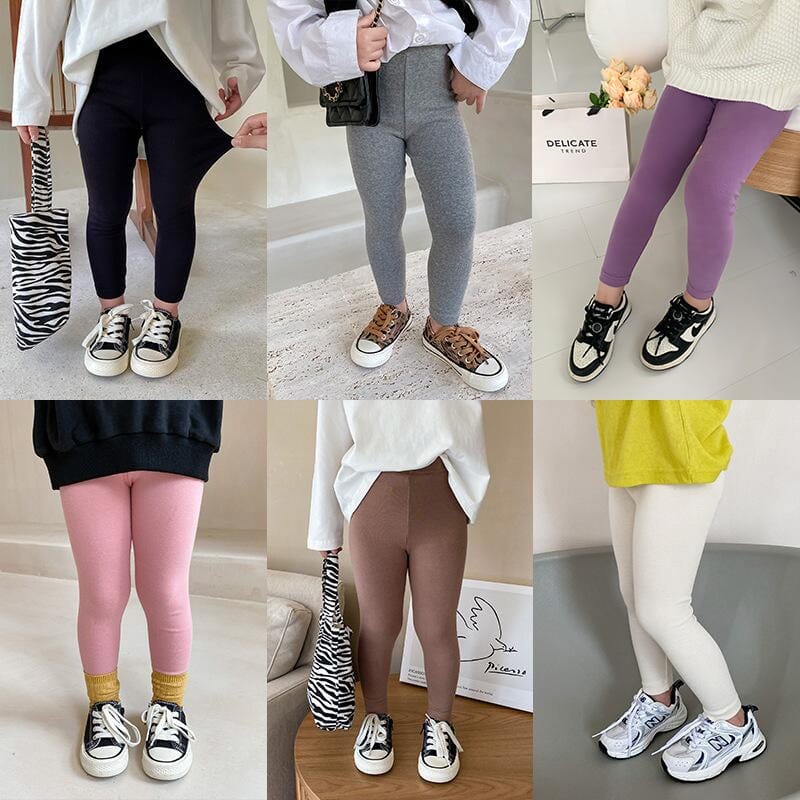 【KID】女の子ベーシック無地ストレッチレギンス