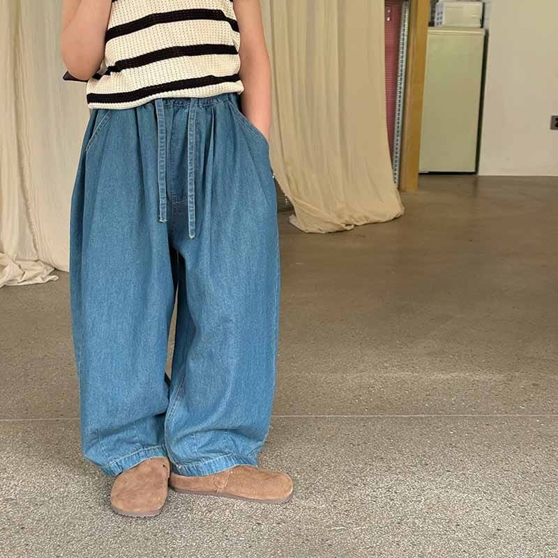 【KID】ウエストゴムルーズデニムワイドパンツ
