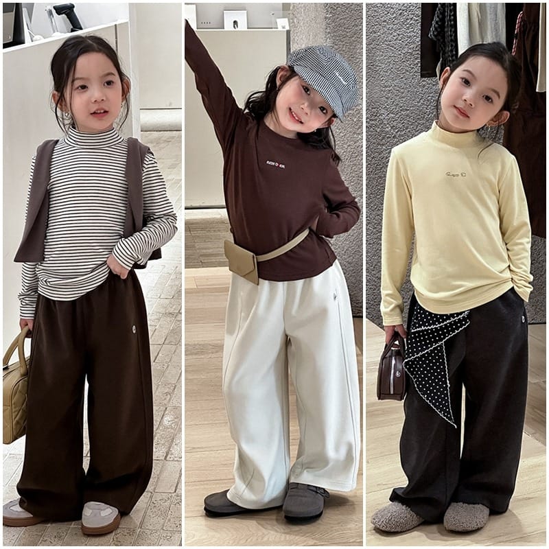 【KID】シンプルカジュアルワイドロングパンツ