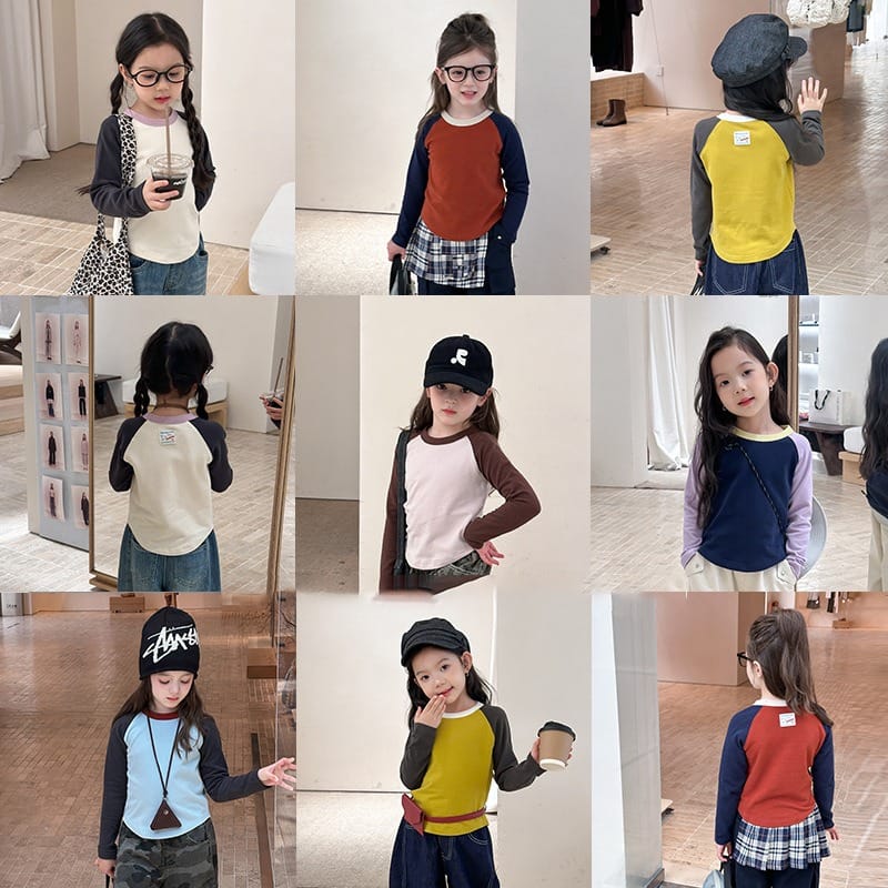 バイカラー切り替えラグラン長袖Tシャツ