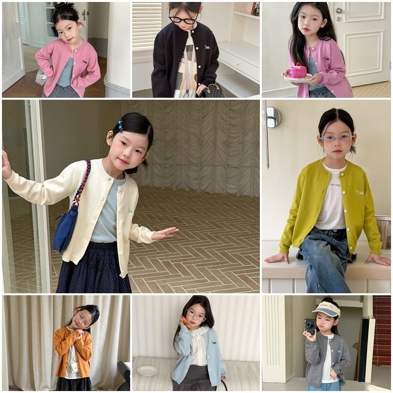 【KID】ワンポイント刺繍ベーシックカーディガン