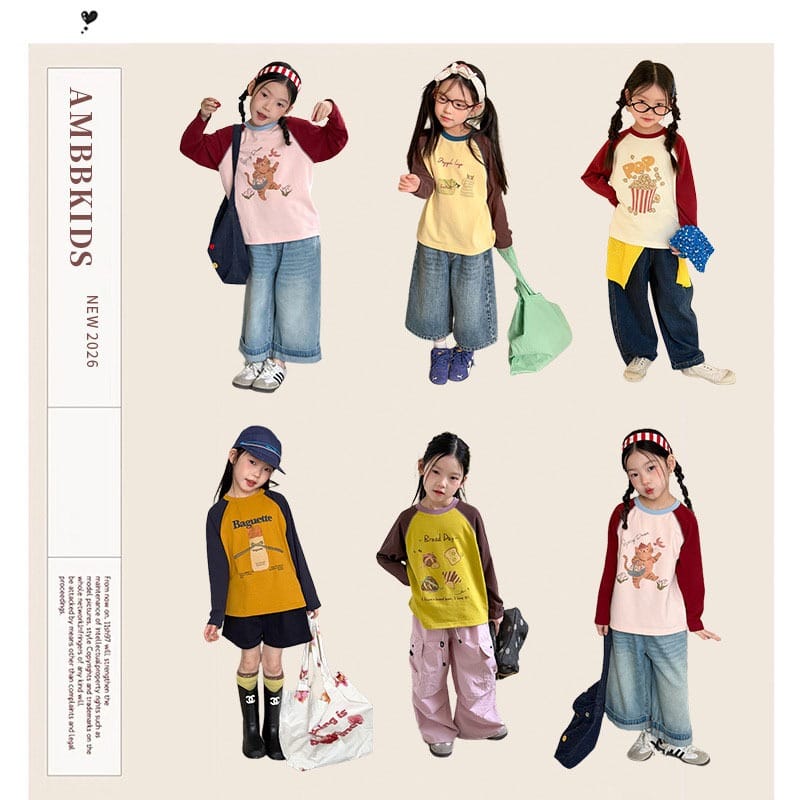 【KID】キャラクタープリントラグラン長袖Tシャツ