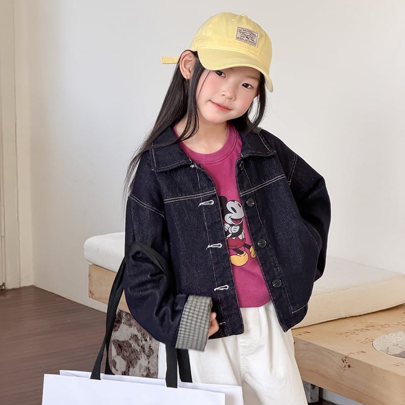配色ステッチデザインデニムジャケット