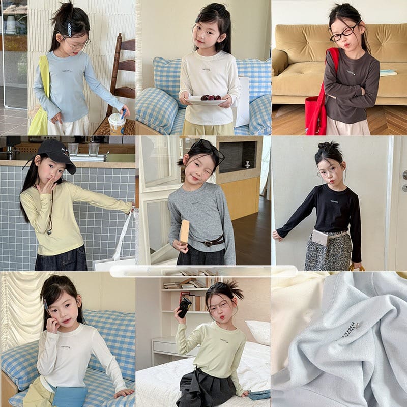 シルバーボタンレタリング長袖Tシャツ