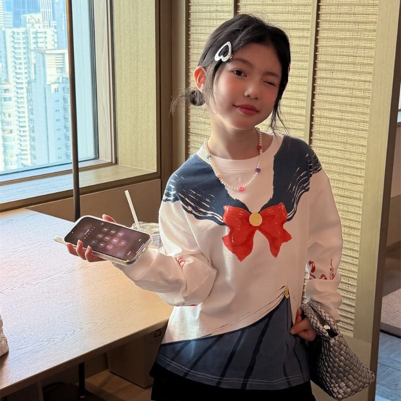 【KID】セーラームーンデザインプリント長袖Tシャツ