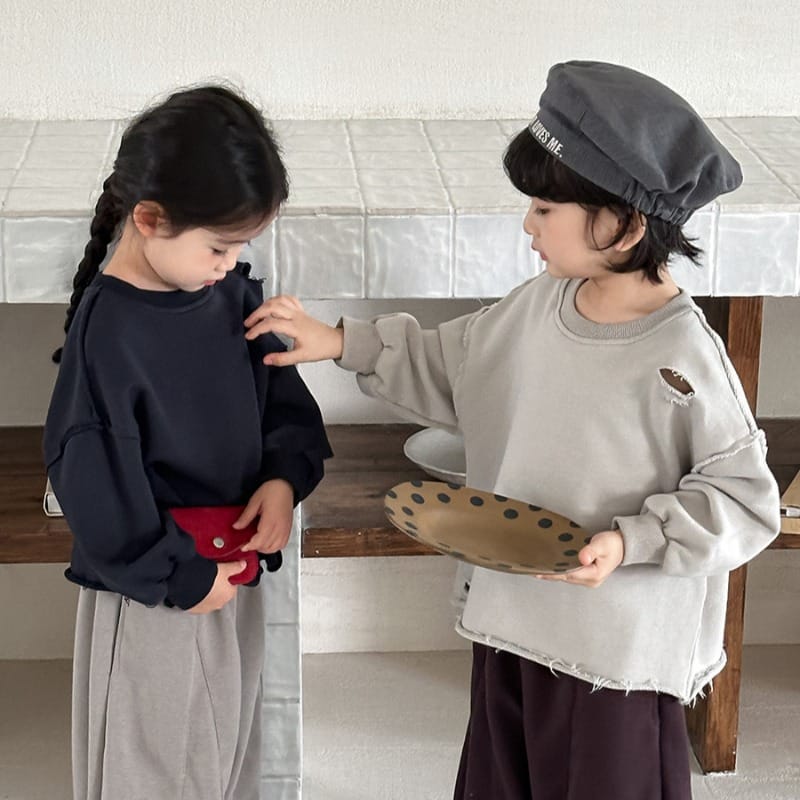 【KID】ダメージ加工カットオフスウェットプルオーバー