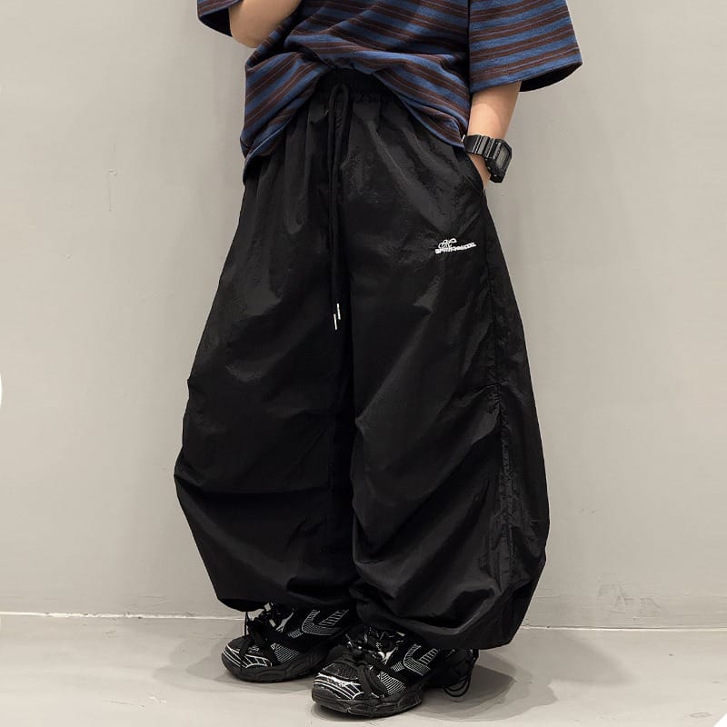 【KID】ワンポイントロゴワイドカジュアルロングパンツ