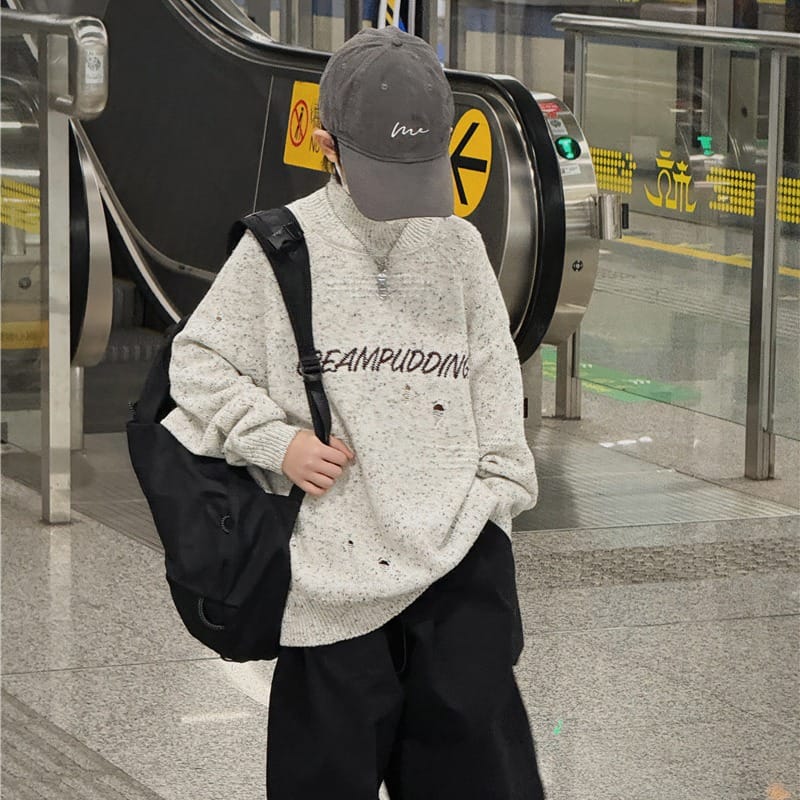【KID】クリーンプディングロゴ長袖ニットTシャツ