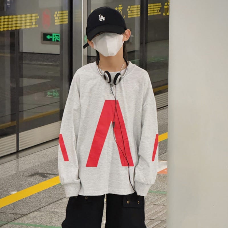 フロントビッグAロゴプリント長袖Tシャツ