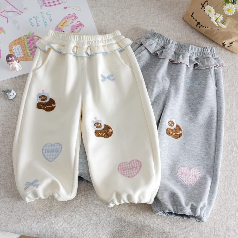 【KID】フリルウエストアニマル刺繡バルーンパンツ