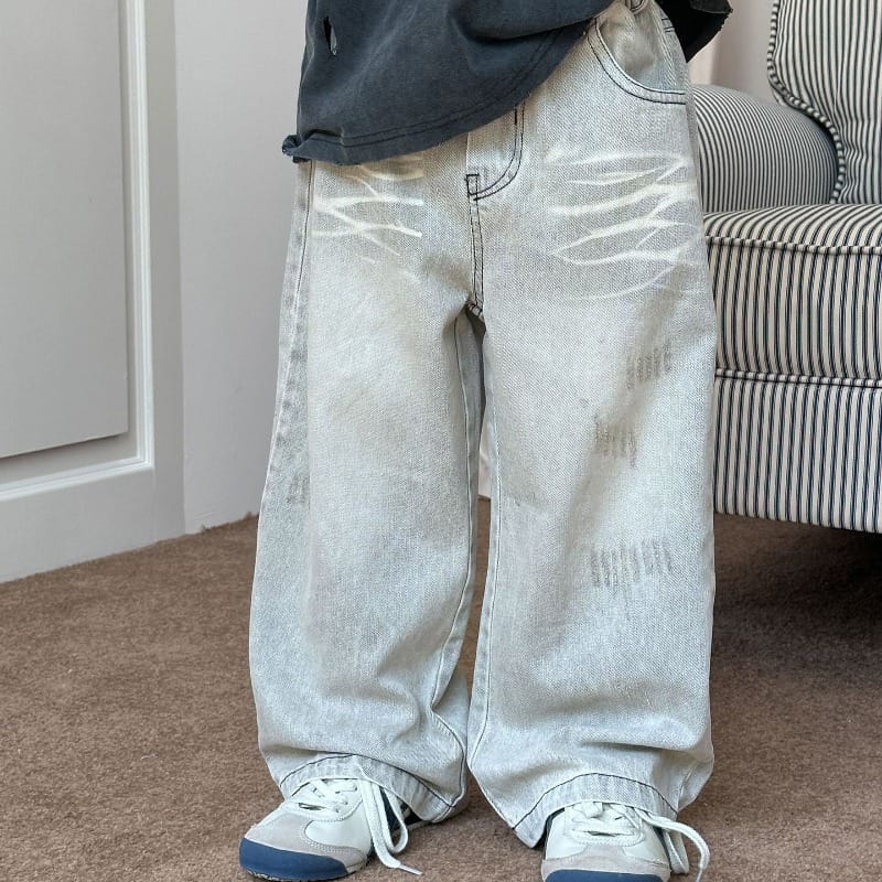 ウェーブワイドデニムストレートパンツ