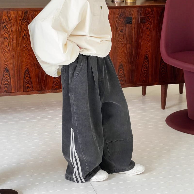 サイドスリーラインワイドデニムパンツ