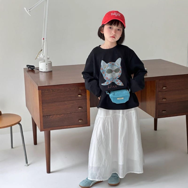 サングラスキャットプリント長袖Tシャツ