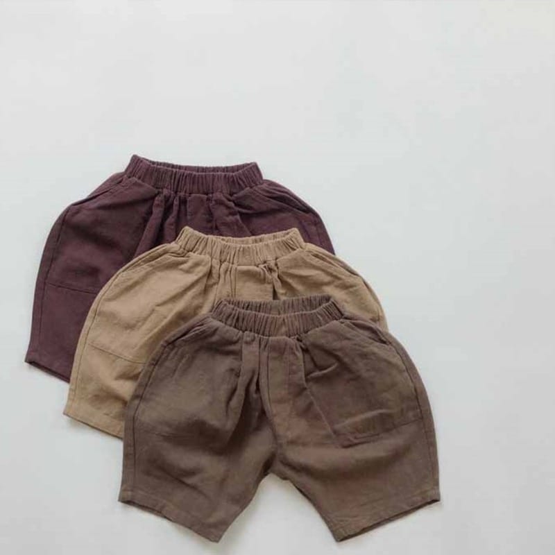 シンプル無地ウエストゴムワイドハーフパンツ