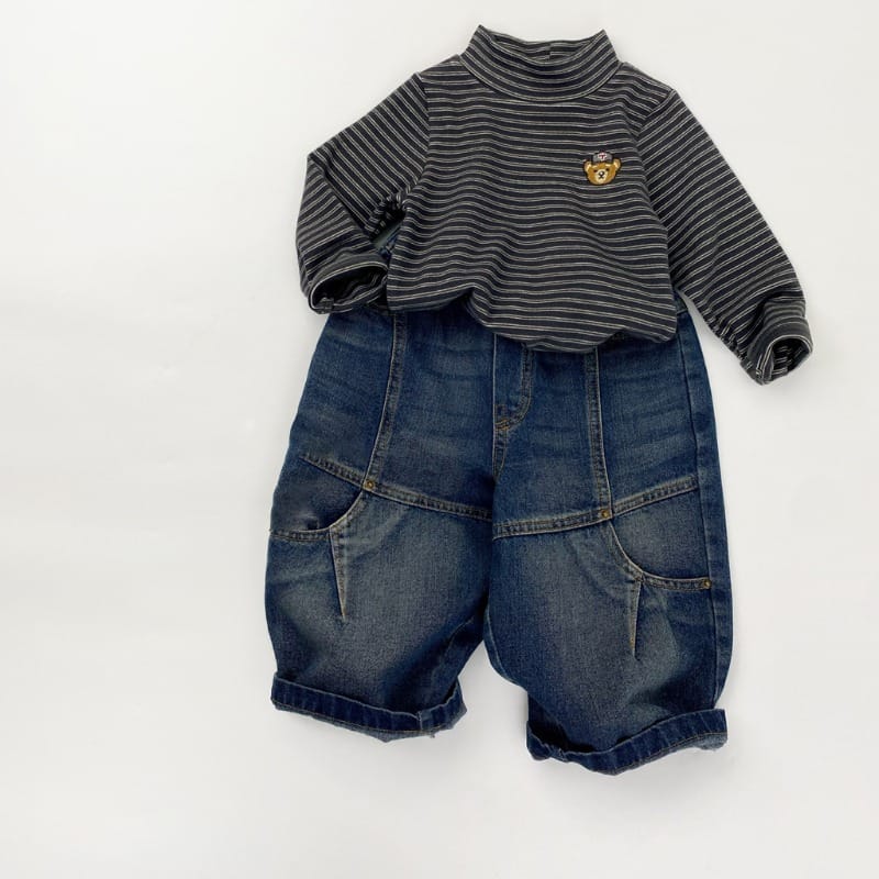 【KID】レトロカジュアルラウンドシルエットデニムパンツ