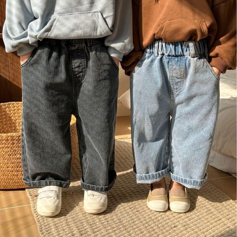 ウエストゴムルーズデニムワイドパンツ