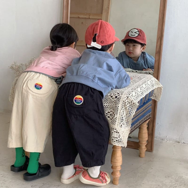 【KID】バックロゴパッチコットンワイドパンツ
