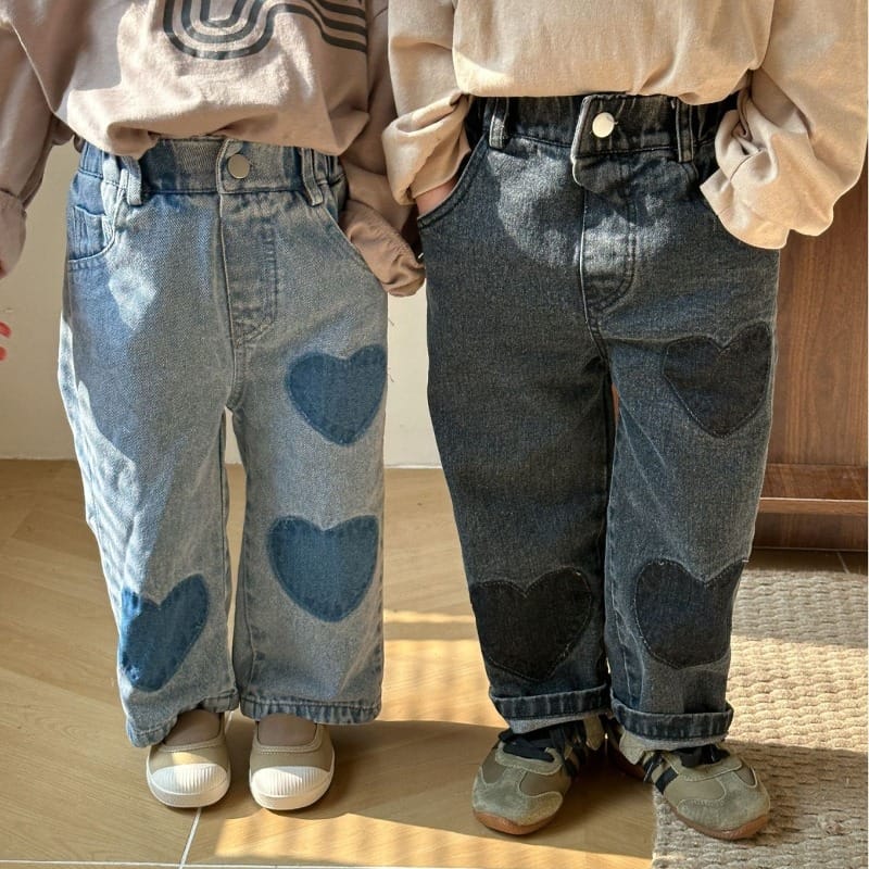 ハートデザインストレートソフトデニムパンツ