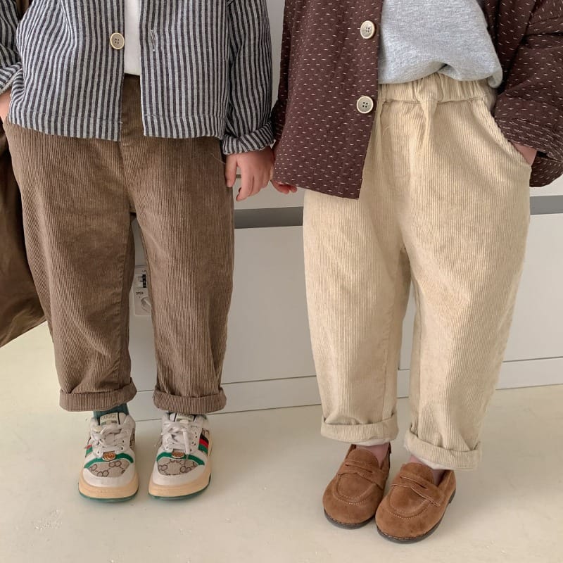 コーデュロイリブハイウエストゴムロングパンツ