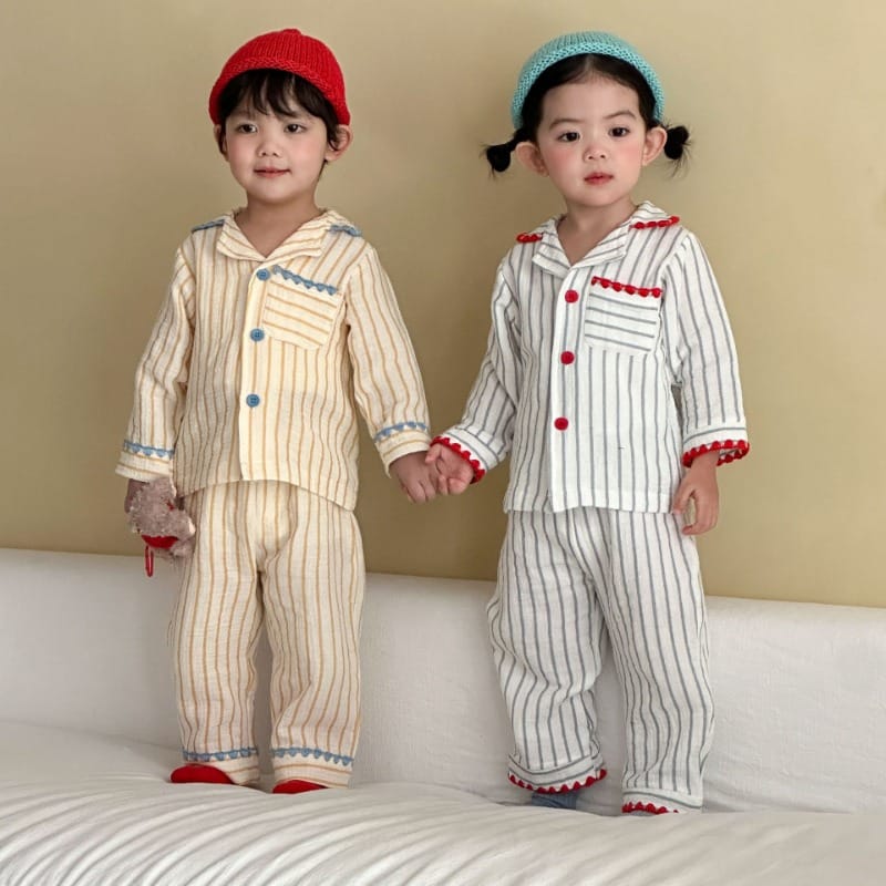 【セット】ストライプ柄長袖ルームウェア上下セット