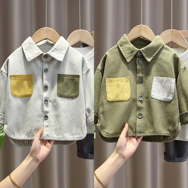 【セット】カラーポケットシャツアウターTシャツ長パンツ3点セット