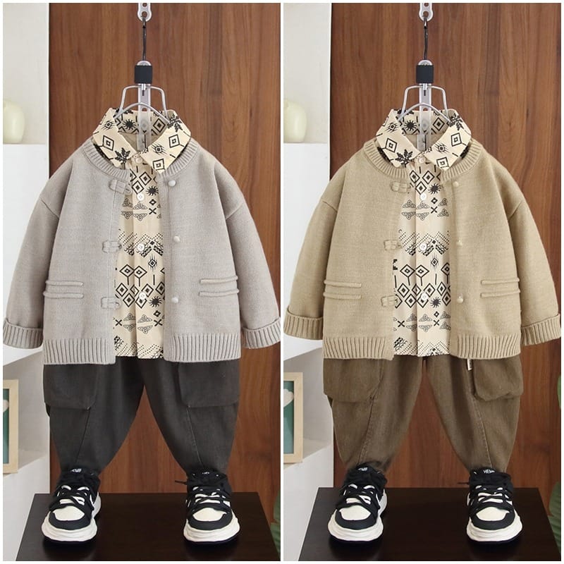 【セット】総柄シャツカーディガンロングパンツ3点セット