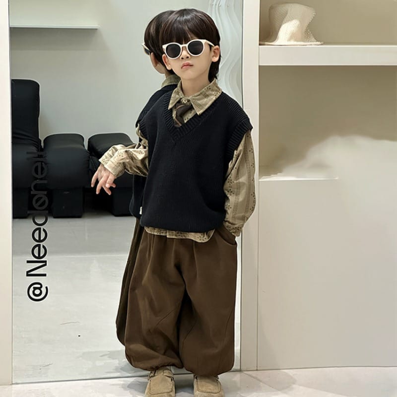 【セット】ニットベストシャツロングパンツ3点セット